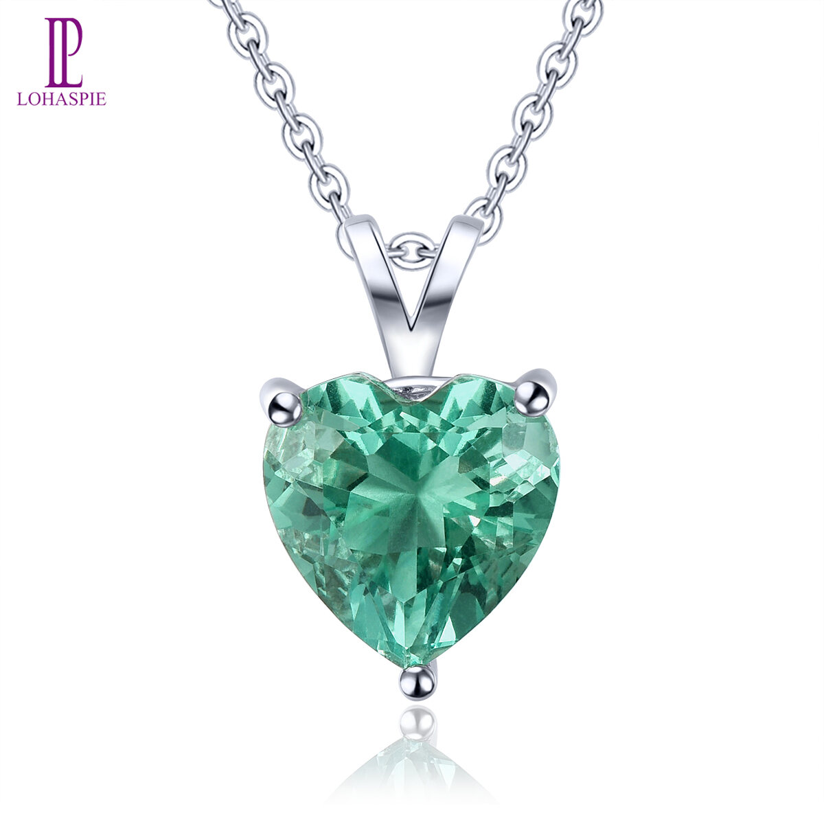 Lohaspie Jewelry Real 3.9 Carats Silver Necklace 925 Original Natural Green Fluorite Pendant Heart Cut Gemstone Pendant For Lady Birthday Gift Anniversary Gifts Jewelry
