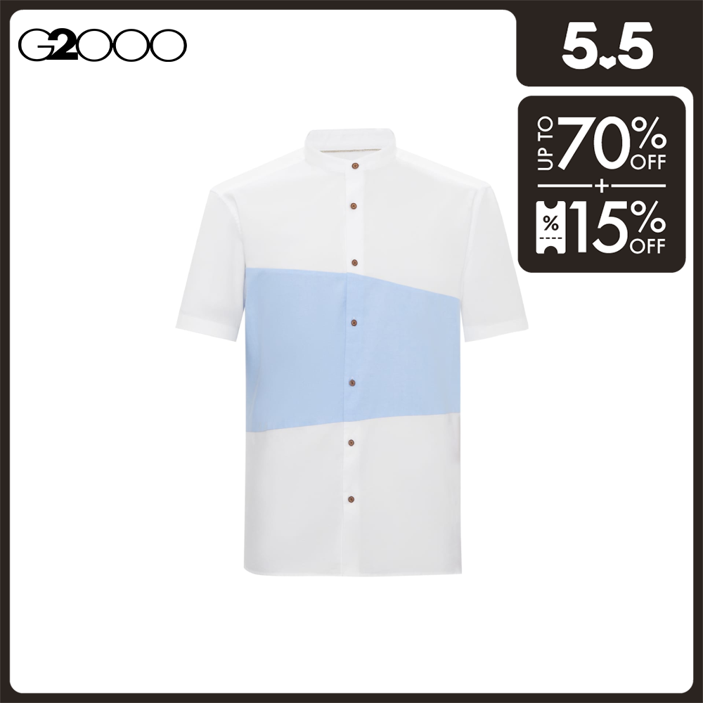 G2000 Men Colour Blocking Oxford Pocket Shirt